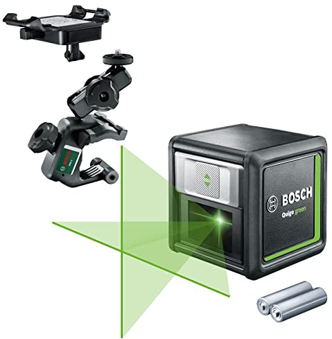 Bosch Home and Garden Kreuzlinienlaser Quigo green (2x Batterien, grüne Laserdiode, Arbeitsbereich: 12 Meter, im Karton, grün Laser), 0603663C00