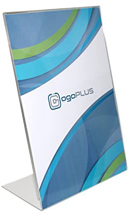 ogoPLUS 10 Stück L- Ständer DIN A4 Hochformat / Acryl Tischaufsteller, Flyer Ständer, Menükartenhalter, Infoschild, Werbeträger, Acrylglas Preisschild, Aufsteller Werbung