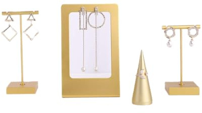 GemeShou 4 set di supporti per gioielli, per orecchini e anelli, supporto per esposizione in vendita, organizzatore per conservazione di orecchini per negozio boutique【Set 4 pezzi】