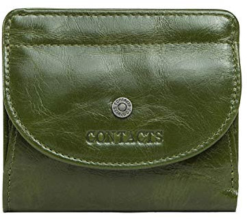 FANDARE Geldbörse Ledergeldbörse Herren Damen Kurz Geldbörse Brieftasche Portmonee Geldklammer Kreditkartenetui Geldbeutel Reise Wallet Grün