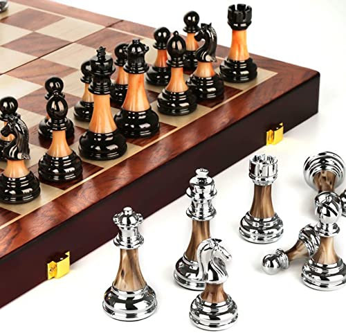 Cutfouwe schachfiguren Holz hochwertig, Schachbrett edel .schachspiel Kinder, Geschenke Für Den Freund, aus ABS-Kunststoff+Metall (verschlimmert),45x45 cm
