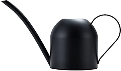 Yiida Annaffiatoio in acciaio inox, con beccuccio lungo, annaffiatoio in metallo, colore nero, per piante da interni, bonsai, 500 ml, colore: nero