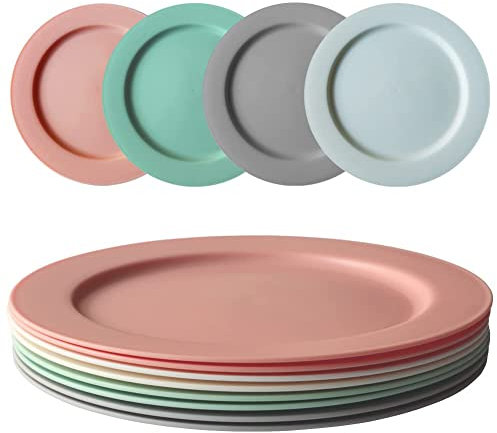 greenandlife Assiettes 10 pouces / 8 pièces Assiettes en PP allant au lave-vaisselle et au micro-ondes - Légères et incassables, non toxiques, sans BPA