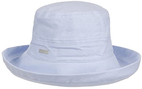 Seeberger Chambry Sonnenhut Damenhut Baumwollhut Stoffhut Damen - mit Futter Sommer Frühling-Sommer - One Size blau-meliert