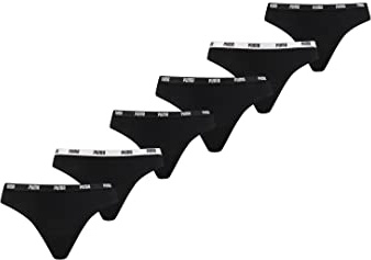 Puma Damen Unterwäsche Unterhosen 6 String Thong (2x3) im Vorteilspack (Black, M)