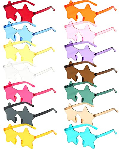 Occhiali a Forma di Stella Senza Cornice - Trasparenti Color Caramella per Feste, Addio al Nubilato, Bomboniere, Photo Booth - Puntelli Multicolore
