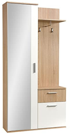 Cool24 LUX Gaderobenschränke Flur Set - Garderobe mit Spiegel - Robust Flurgarderobe - Garderobe mit Sitzbank - Schuhschrank - Garderobe Set - Modern Flurgarderoben Set