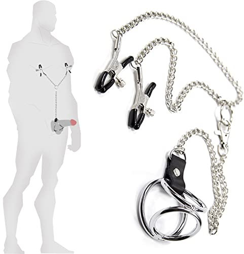 BDSMLOVE Nippelklemmen Brustwarzen mit Penisring Edelstahl,Nippel Klemmen Mann,BDSMs Spielzeug hart,Brustwarzen Klemmen Mann,Nipple Clamps Set,Sexspielzeug für Paare extrem sex