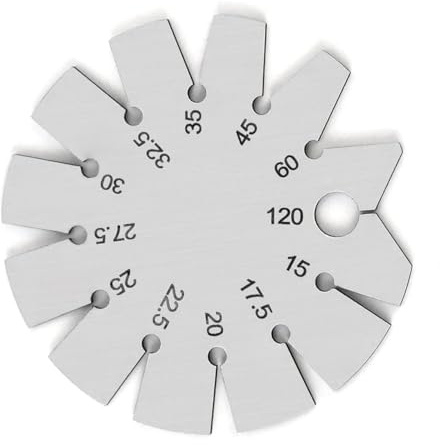 Lancoon Schräglehre, Winkelmesser Winkellehre mit Messer Winkelsucher Edelstahl Runde Bereich 15-120 Grad Hohe Präzision für Messung der Messerkante Silber