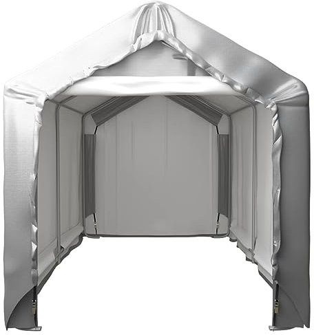 KOIECETA Lagerzelt UV-beständig Industriezelt Zelthalle Weidezelt Zelt Zeltgarage Foliengarage Unterstand Lagerhalle Stahl Grau (180 x 300 x 200 cm)