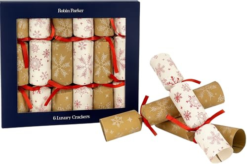 WDMT Robin Parker Christmas Crackers - Weihnachtsknallbonbons - 27 x 26 x 4,5 cm - Tischdekoration - Weihnachtsknallbonbons - Partyknallbonbons - Weihnachtsdekoration Weiß