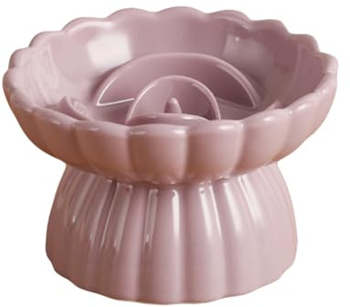 Koomuao Gamelle Anti Glouton Chat, Chat Surélevée Ceramique Anti-Vomissements, Slow Feeder Violet