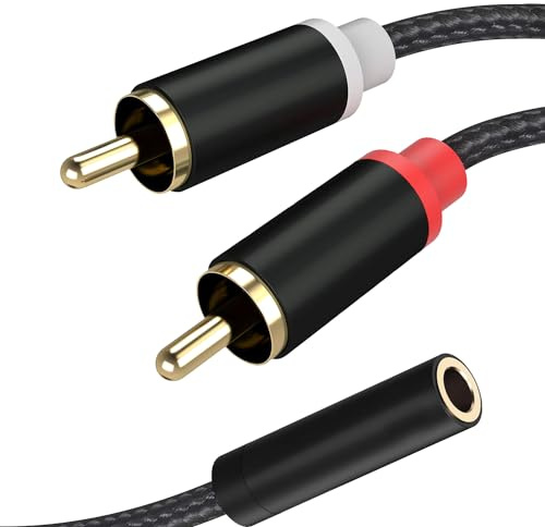 RULGOI Audio-Adapterkabel, Cinch-Stereo, 200 cm, schwarz, kompatibel mit Smartphone, Tablet, PC, TV, Verstärker, HiFi-Anlage, Soundbar, Heimkino Lautsprecher