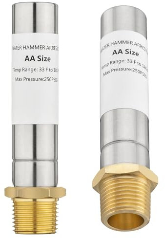 (2 Pack) Lidertik Water Hammer Arrestor 1/2 Inch MIP Thread Connect Stainless Steel Chamber For Pipe LI-DSC-131-3(2 PC)