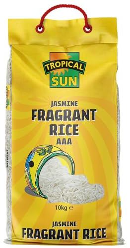 Tropical Sun Jasmine Fragrant Rice 10KG, AAA Long-Grain White, Naturally Aromatic Fragrant Rice, Soft & Fluffy Texture, Ideal for Daily Meals, Stir-Fries & Asian Inspired Dishes