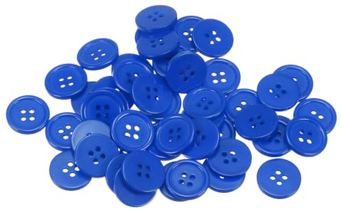 QUARKZMAN 80 Stück Blau Knöpfe 18 mm Große Nähknöpfe 4 Löcher Harz Runde Bastelknöpfe Ersatzknöpfe für Mantel Kleidung Jacke Hemden Blazer DIY Handwerk Scrapbooking Dekoration