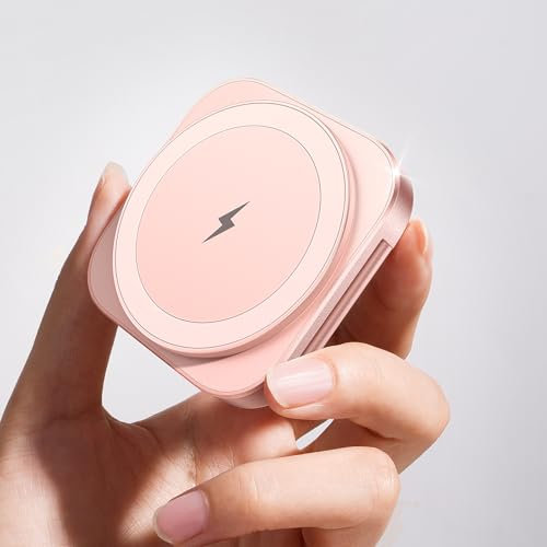 LISEN Support Chargeur Induction pour Chargeur MagSafe iPhone 16 [Voyage] Compatible avec Chargeur Induction iPhone de MagSafe pour iPhone 16 Pro Max 15 14, pour Chargeur Apple Watch 10 Airpods 4,Rose