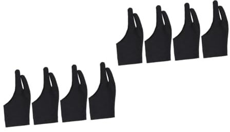 SEWACC 8pcs Two Finger Drawing Glove Artist's Sketch Glove Black Eczema for Men Fingerless Spandex Comfortable for Drawing Tablets