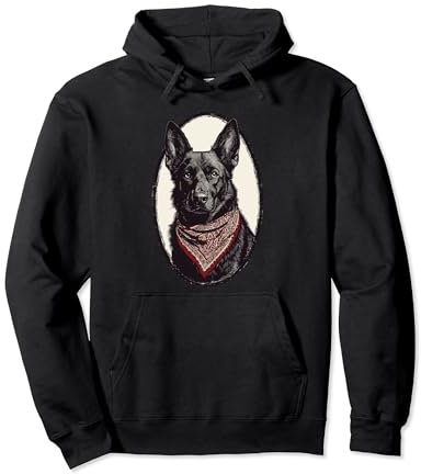 Schwarzer Schäferhund mit Bandana Pullover Hoodie