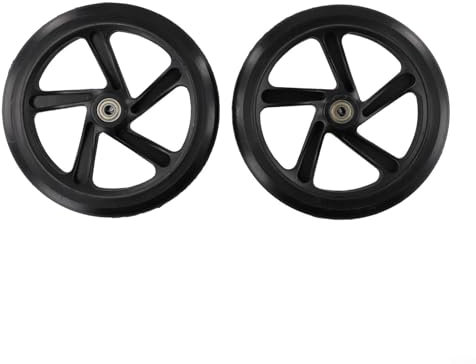 Gdfnmogo 2 Stück Scooter-Räder, PU-Räder, leise, Ersatz-Set für Roller, Rollschuhe, Trolleys, Einkaufswagen, Möbel-Rollstühle (200 mm x 40 mm, schwarz)