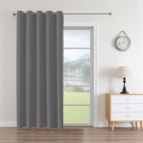 CUCRAF Blickdichte Vorhänge Gardinen mit Ösen 1er Set Verdunkelungsvorhang Grau Thermovorhang Hitzeschutz Wärmeisolierten, Ösenvorhang für Schlafzimmer Wohnzimmer
