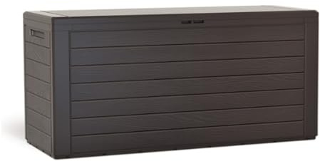 Stolmet Garden Storage Box | Realistic Wood-Look Design | Weather-Resistant Outdoor Cushion Chest | 280L, 190L, 140L Capacity | Anthracite & Dark Brown (Dark Brown, 280L)