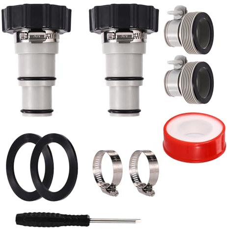 Lyreh 4pz Adattatore Tubo Flessibile Piscina con Rondella Serraggio, Connettore Conversione Tipo A e B (1,5 a 1,25) per Intex Tubi Flessibili Pompe Attacco Filettato Accessori Piscine Fuori Terra