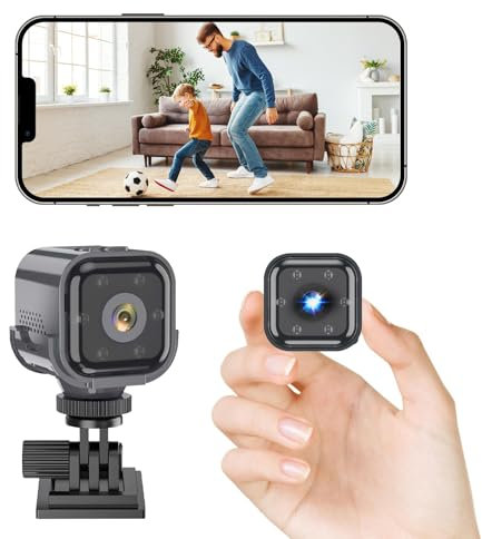 Anluomania Mini Telecamera Senza Fili, Videocamera Sorveglianza HD, Telecamera WiFi Interno, Microcamera con Visione Notturna, Audio Bidirezionale, rilevazione di movimento, HD 1080p, Per Casa/Bambini