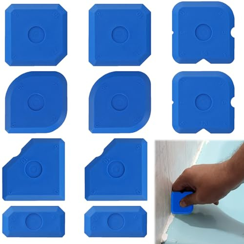 Girihe 10 PCS Sealant Smoothing Tool, Caulking Tool Kit Silicone Tooll Finishing, Silicone Caulking Tooll Kit for Kitchen Bathroom Floor Sealant Grout Finishing Sealing (Blue)