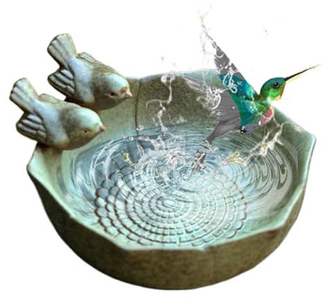 Vogeltränke aus Keramik für den Außenbereich – Vogelwasserversorgung für den Außenbereich – Kolibri, Schmetterling, Eichhörnchen, Gartendekoration, Vogeltränke