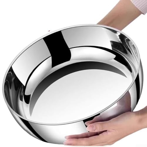 Ciotola in acciaio inox da 30 cm, per uso in cucina, con base resistente al calore e bordi lucidati, per impastare, zuppe e preparazione di insalate