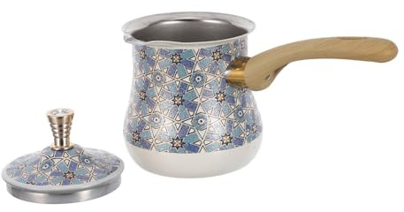 Zerodeko Caffettiera Turca in Acciaio Inox 720 Ml con Manico in Legno Scaldacaffè Turco per Fornelli a Gas e Induzione Bricco Ibrik Multifunzione per Caffè Arabo Latte e Sciogliburro