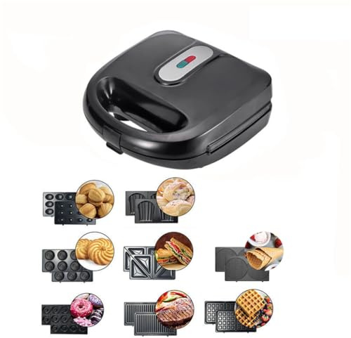 Gaufrier 8 en 1, Appareil Croque Monsieur, 750W Multifonctions Machine Électrique, 8 Plaques Antiadhésives et Détachables, Cuisson Double Face,Thermostat Automatique