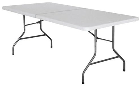 Generico Tavolo Pieghevole Valigetta in Plastica HDPE – 180x74 cm – Tavolo Richiudibile Salvaspazio per Campeggio, Catering, Buffet, Esterni e Interni con Maniglia – Struttura in Acciaio