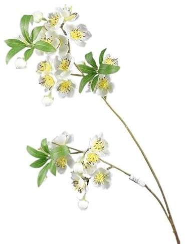 HUFFA Simulación de Flor de melocotón, Rama de Flor de Begonia de Color Rosa Intenso, decoración Realista de Flores Falsas for decoración del hogar y Eventos(Blanco)
