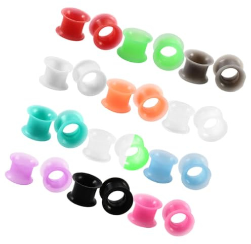 BATHVEVE Lot de 24 Tunnels D'oreille en Silicone Confortables et Faciles à Assortir, Écarteurs de Chair Simples et Élégants pour Femmes, Adaptés aux Mariages et Fêtes Couleur Aléatoire