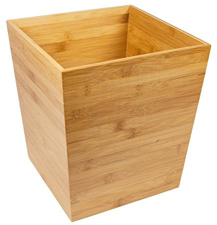 woodluv Trash Can Waste Bin Paper Bin, Wastebasket Wooden Rubbish Trash Can for Home or Office