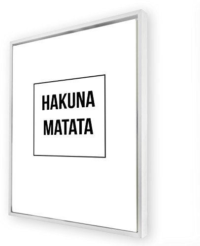 Bildershop-24 Schattenfugenrahmen Set Hamburg Weiß (matt) mit Keilrahmen Leinwand Bild Druck Motiv: Hakuna Matata 50x70cm