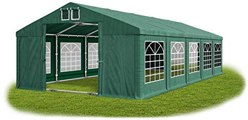 Das Company Partyzelt 5x10m wasserdicht dunkelgrün mit Bodenrahmen und Dachverstärkung 560g/m² PVC Plane Robust Festzelt Gartenzelt Summer Plus SD - Faltpavillon - Gartenpavillon - Pavillon -Partyzelt