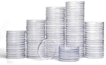 Hicarer 25 mm Münzhalter Kapseln Durchsichtiger Runder Münzbehälter aus Kunststoff für Münzsammlung Bedarf (200 Stücke) Transparent