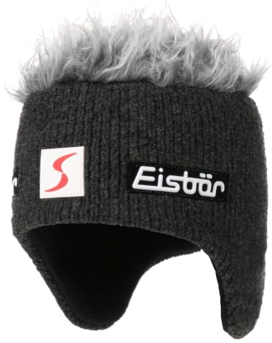 Eisbär Cocker Skipool Wintermütze Damen/Herren - Made in Austria Zottelhaarmütze Snowboardmütze Strickmütze mit Futter, Futter Herbst-Winter Winter