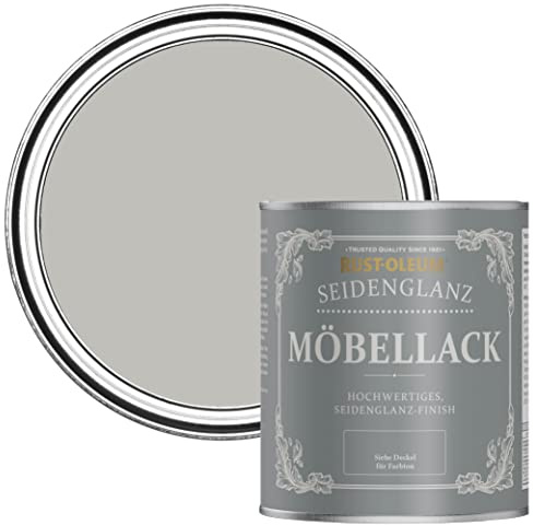 Rust-Oleum hellgrau Möbelfarbe mit Seidenglanz-Finish, geruchsarm und wasserbasiert für Innenholz - Kiesel 750ML