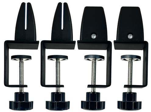 JSFURN Niesschutz-Stützklemmen, 4 Stück, verstellbare Büro-Trennwandklemme, Acryl-Schreibtisch-Trennwände, Plexiglas-Trennwände, Aluminium-Sichtschutz-Clips, stanzfreie Trennwände Clips (schwarz)