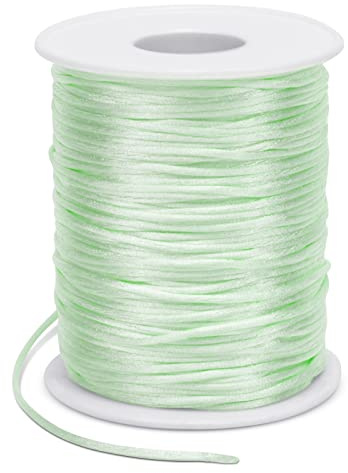 LEREATI Filo Nylon per Braccialetti 1.5mm x 100m Cordoncino Natalizio Cordone di Raso, Cordino per Borse Uncinetto, la Creazione di Gioielli, Fai da Te, Collane, Perline (Verde Chiaro)