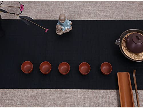 DOGOU Tischläufer Schwarz Bambusmatte für Teetisch Küche, rutschfest Wasserdichtes Tischset Teehaus-Teetassen-Matten, Sauber Wischen Rustikaler Tischläufer (Size : 30x150cm/11.8x59in)