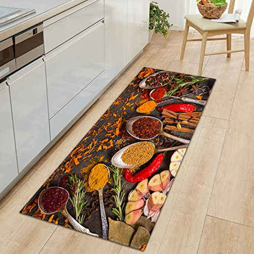 TFLABS Küchenteppich Gewürze & Tischkultur Küchenläufer rutschfest Küchenmatte für Küche und Bar Teppich Läufer waschbare Küchenläufer Küche Deko 60 x 120cm