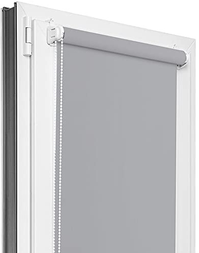 Estika Verdunklungsrollo ohne Bohren - Stoffbreite 140 cm x 150 cm - Grau - 6 Stofffarben, Rollos für Fenster ohne Bohren, Klemmfix-Rollos für Fenster innen