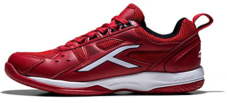 HUNDRED Scarpe da badminton professionali antitraccia Raze per uomo | Materiale: ecopelle | Adatto per tennis indoor, squash, ping pong, basket e paddle (rosso/bianco, taglia: EU 42, UK 8, US 9)