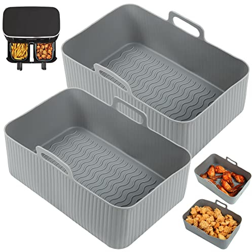 BYKITCHEN Reusable Silicone Air Fryer Liners for Ninja AF500UK, 2 Count | 9.5L Reusable Silicone Air Fryer Tray for Ninja Af500uk/af451uk, Non-Stick Surface, Also Fits Tower, Air Fryer Accessories