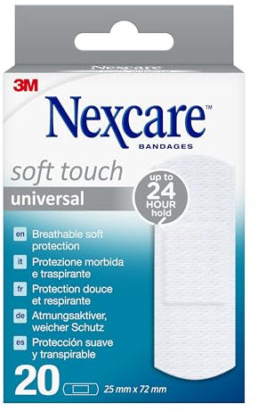 Nexcare Universal Soft Touch Plasters, 25 mm x 72 mm, confezione da 20 pezzi